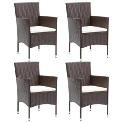 Chaises &agrave; manger de jardin lot de 4 R&eacute;sine tress&eacute;e Marron