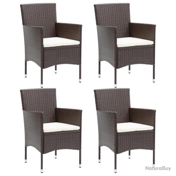 Chaises � manger de jardin lot de 4 R�sine tress�e Marron