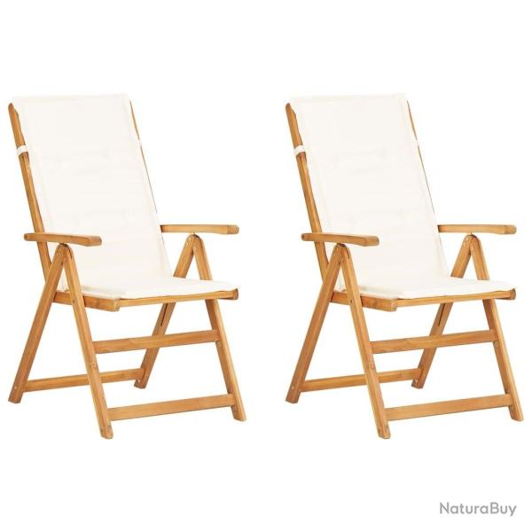 Chaises inclinables de jardin lot de 2 Bois solide d'acacia