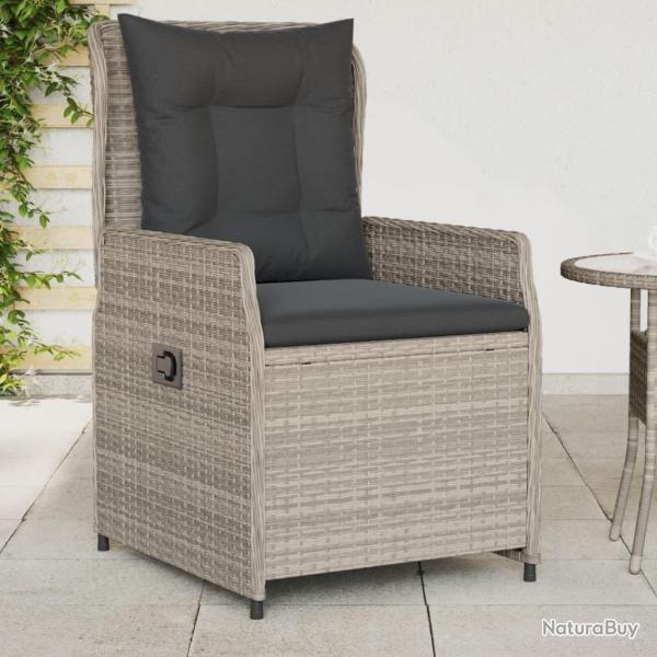 Chaises inclinables de jardin lot de2 gris clair r�sine tress�e