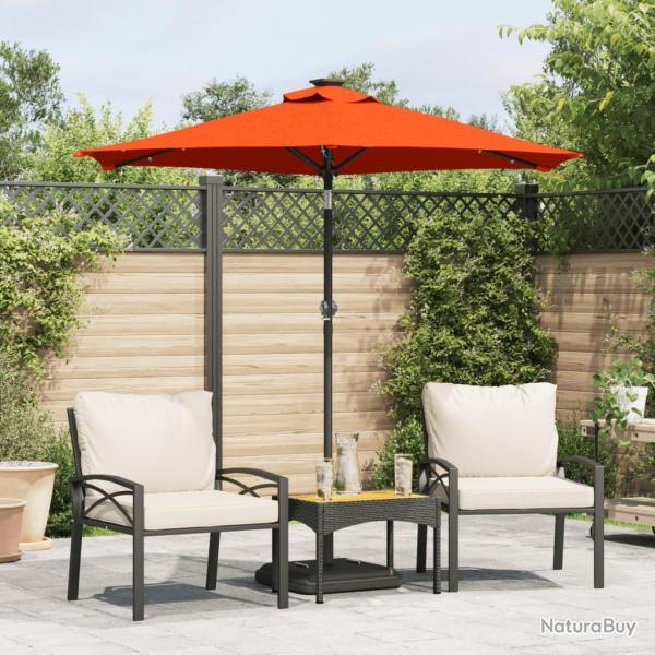 Parasol de jardin LED et m�t en acier terre cuite 225x225x212cm
