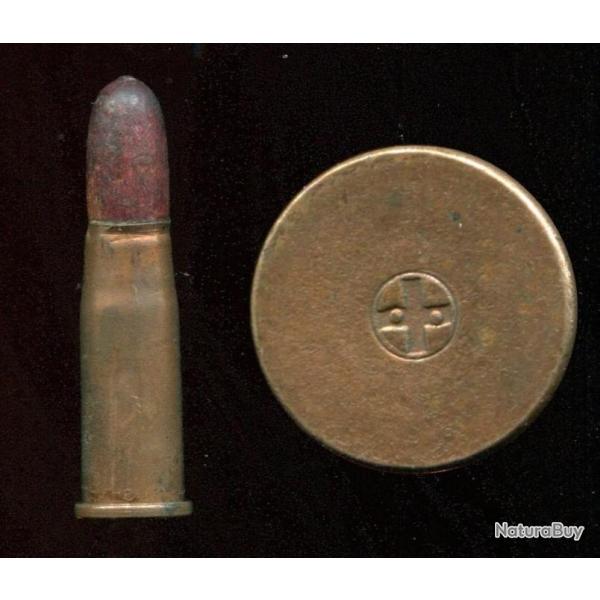 10.4 mm Fusil Vetterli Suisse � blanc balle bois violet - �tui cuivre - marquage : Croix Suisse