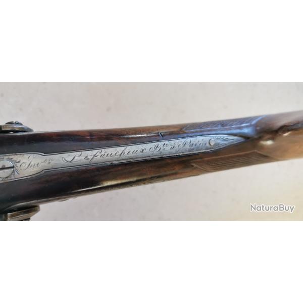 Fusil juxtapos� sign� de l'inventeur "Lefaucheux" et du premier Brevet � une cl�.