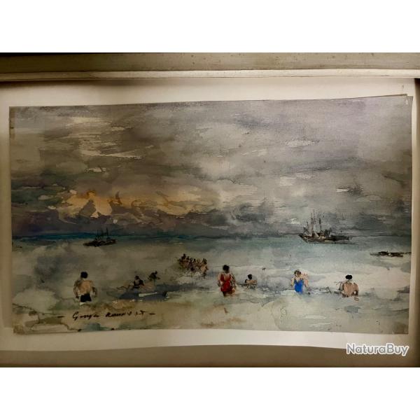 Georges Rouault gouache encadr�e Plage italienne