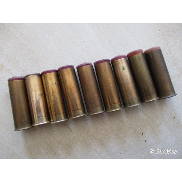 9 cartouches cal.12 laiton chevrotine.