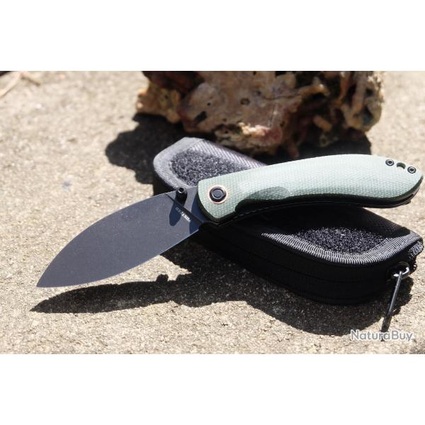 Couteau Vostted Nightshade TS Shilin Cutter Lame Acier Nitro-V Black Manche Micarta Vert IKbS Liner