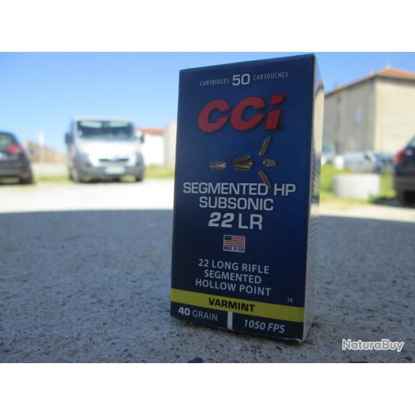 50 cartouches 22lr CCI VARMINT SEGMENTED HP SUBSONIC 40gn/1050 FPS
