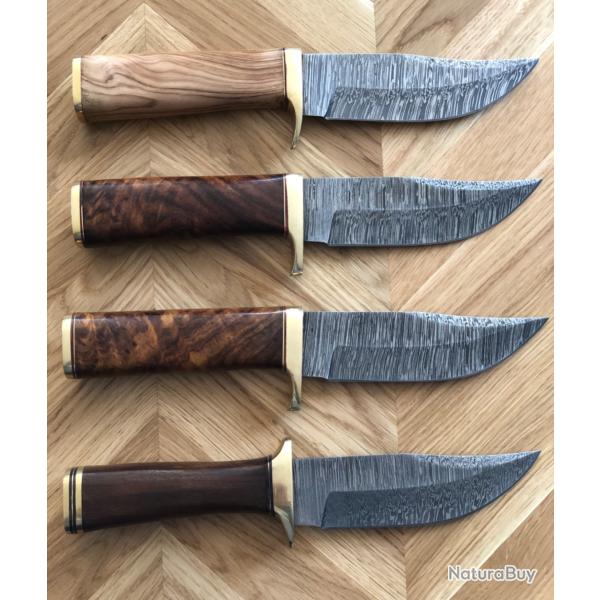 Couteaux artisanaux lame Damas Lame 14cm�tui cuir