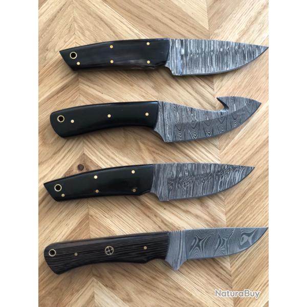 Couteaux artisanaux lame Damas Lame 10cm �tui cuir