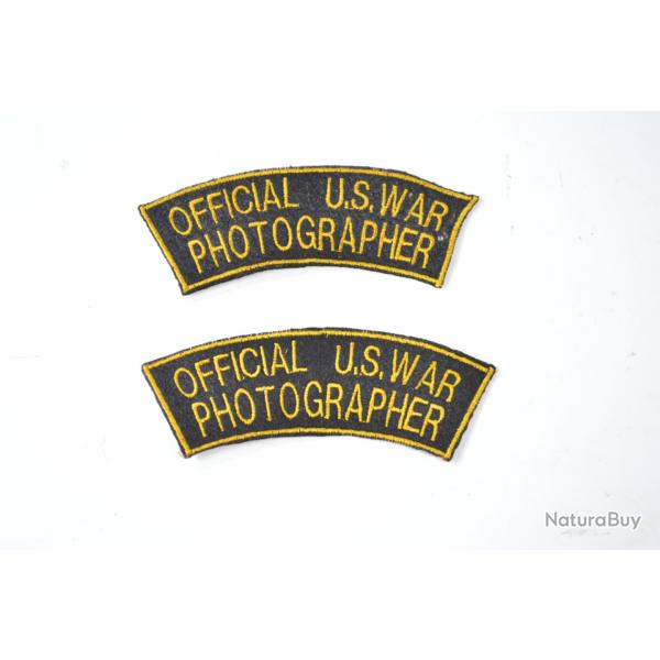 Lot X2 copie patch de bras OFFICIAL US WAR PHOTOGRAPHER US WW2 reconstitution photographe uniforme