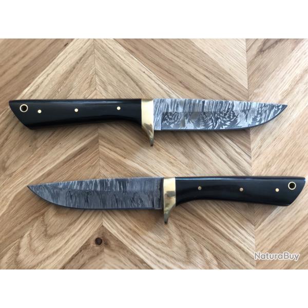 Couteaux artisanaux lame Damas Lame 11,5cm �tui cuir