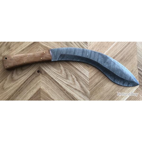Couteaux kukri n�palais Lame Damas 25 cm manche bois