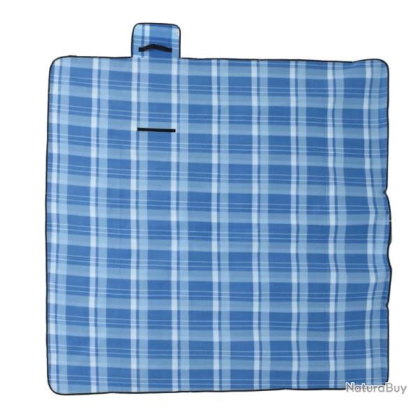 Couverture de pique-nique pliable en velours bleu 200 x 200 cm - Confort pratique