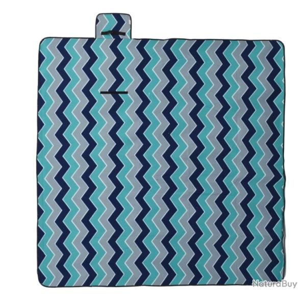Couverture de pique-nique pliable en velours bleu ondul 200 x 200 cm - Confort et praticit