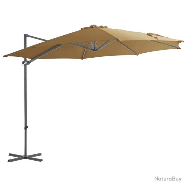 Parasol de jardin en porte-�-faux avec m�t en acier taupe