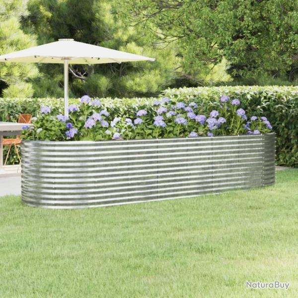 Lit sur�lev� de jardin Acier enduit de poudre Argent�