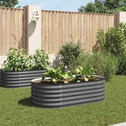 Lit sur&eacute;lev&eacute; de jardin 160x80x44 cm Acier galvanis&eacute; Gris