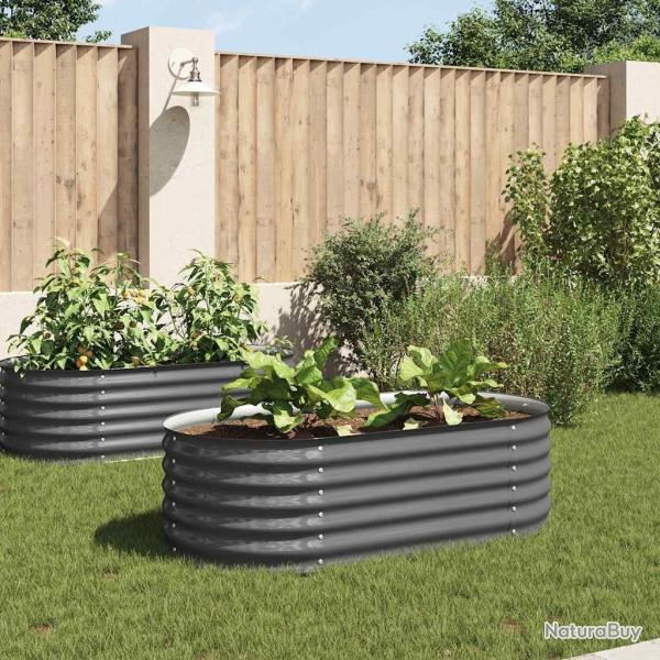 Lit sur�lev� de jardin 160x80x44 cm Acier galvanis� Gris