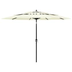 Parasol de jardin &agrave; 3 niveaux avec m&acirc;t en aluminium sable 3 m