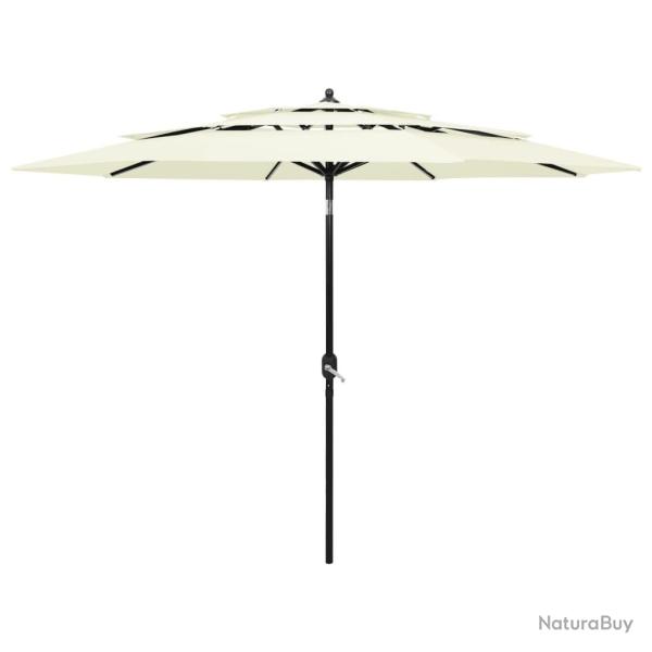 Parasol de jardin  3 niveaux avec mt en aluminium sable 3 m