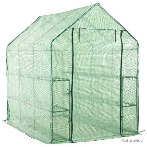 Serre de plain-pied avec 12 �tag�res Acier 143x214x196 cm