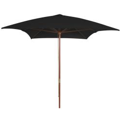 Parasol de jardin avec m&acirc;t en bois noir 200x300 cm