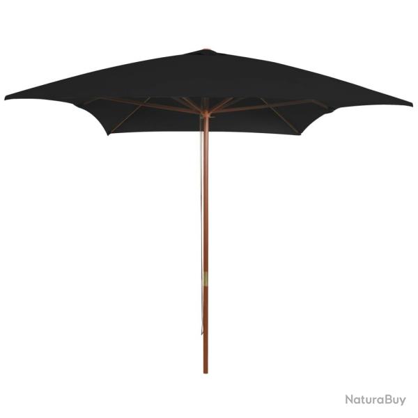 Parasol de jardin avec m�t en bois noir 200x300 cm