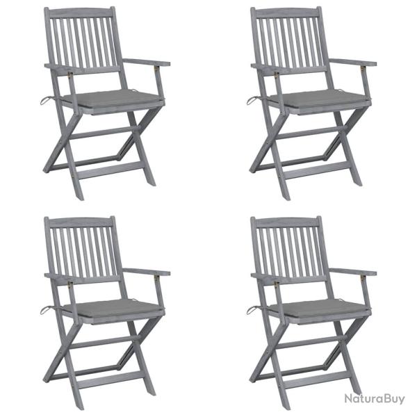 Chaises pliables d'ext�rieur lot de 4 et coussins Bois d'acacia