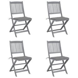 Chaises pliables d'ext&eacute;rieur lot de 4 et coussins Bois d'acacia