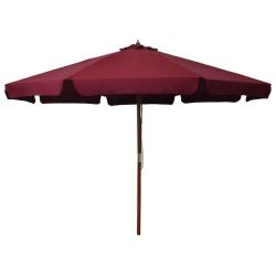 Parasol d'ext&eacute;rieur avec m&acirc;t en bois 330 cm Bordeaux