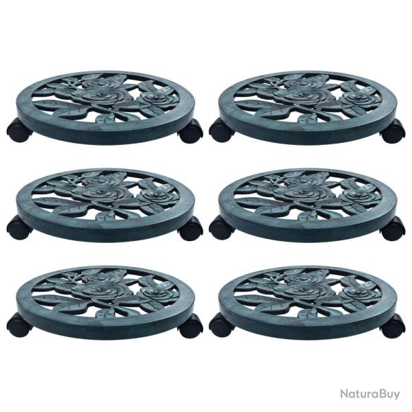 Chariots pour plantes 6 pcs Vert 38 cm Plastique
