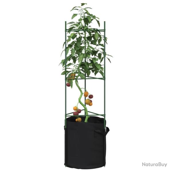 Cage � tomates avec sac � plantes 2 pcs 116 cm acier et PP