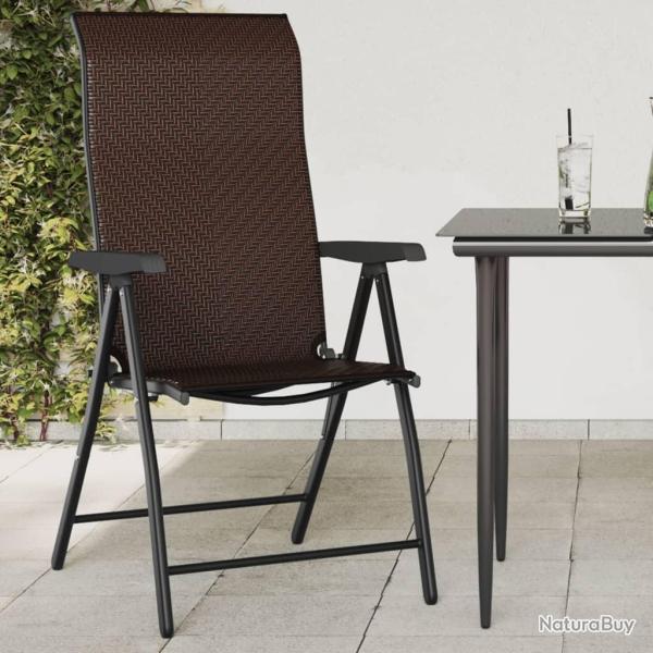 Chaises pliables de jardin lot de 4 marron r�sine tress�e