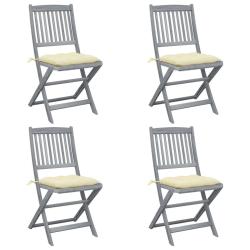 Chaises pliables d'ext&eacute;rieur lot de 4 et coussins Bois d'acacia