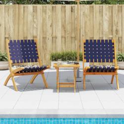 Chaises pliables de jardin lot de 2 avec table bleu fonc&eacute; bois