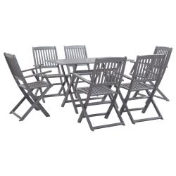 Ensemble &agrave; manger de jardin 7 pcs Bois d'acacia massif Gris