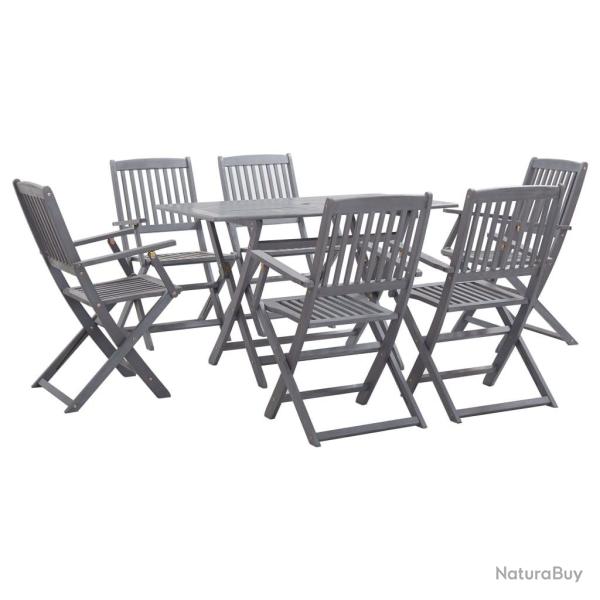 Ensemble � manger de jardin 7 pcs Bois d'acacia massif Gris