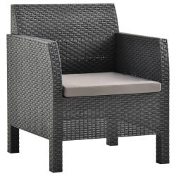 Chaise de jardin avec coussin Anthracite 63x65x76 cm PP Rotin