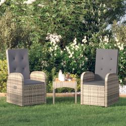 Chaise inclinable de jardin 2pc et coussins R&eacute;sine tress&eacute;e Gris