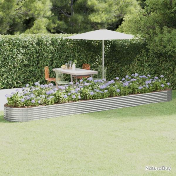 Lit sur�lev� de jardin Acier enduit de poudre Argent�