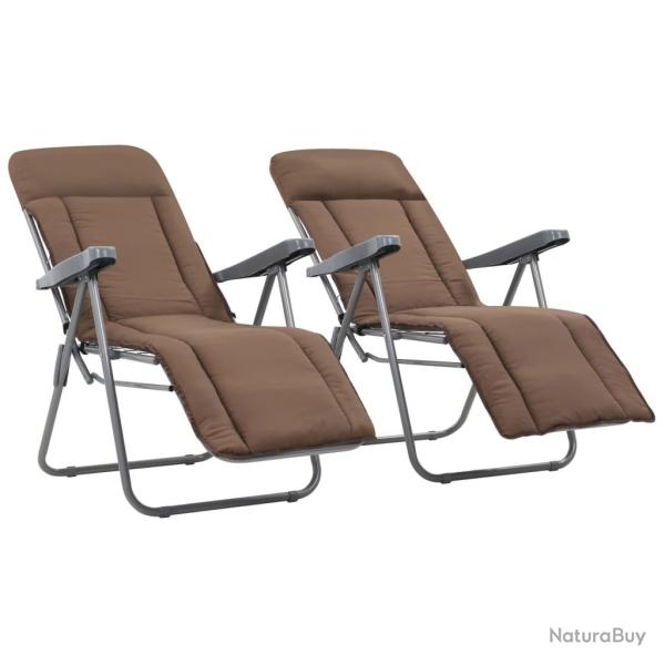 Chaises pliables de jardin avec coussins lot de 2 Marron