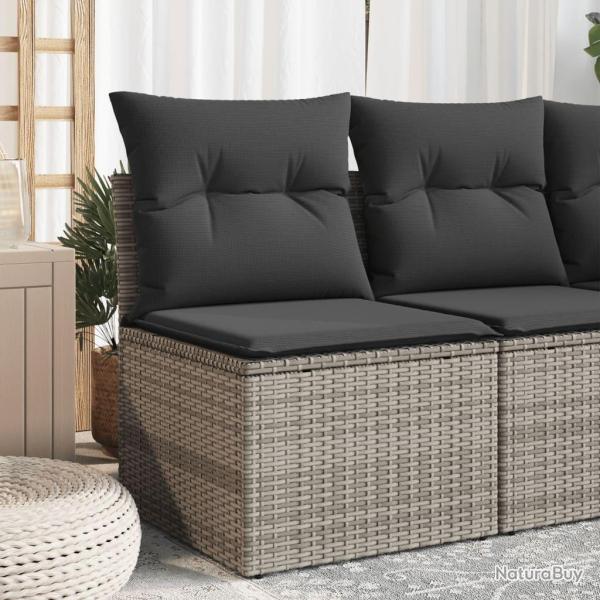 Canap� de jardin sans accoudoirs coussins gris r�sine tress�e