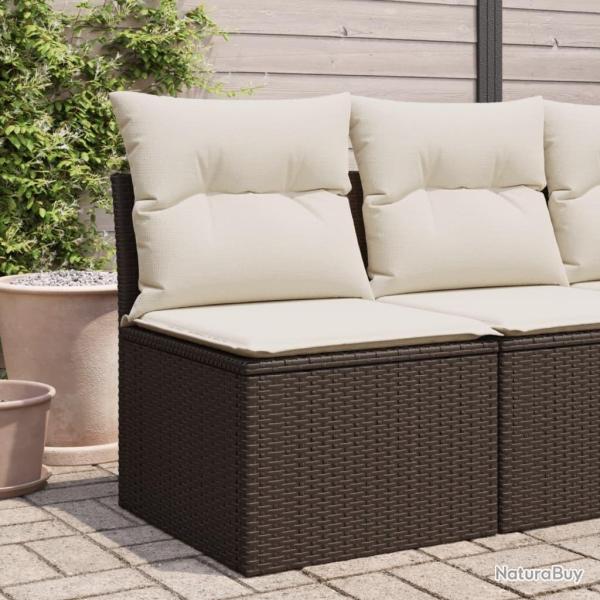 Canap� de jardin sans accoudoirs coussins brun r�sine tress�e