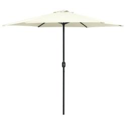 Parasol de jardin et m&acirc;t en aluminium 270x246 cm Blanc sable