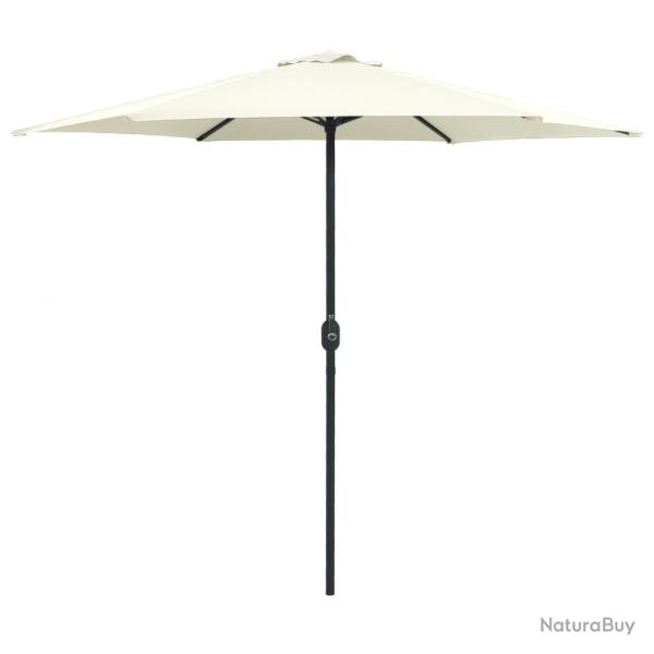 Parasol de jardin et m�t en aluminium 270x246 cm Blanc sable