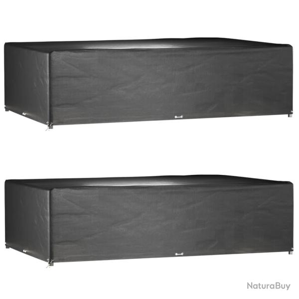 Housses de salon de jardin 2 pcs 16 oeillets rectangulaire