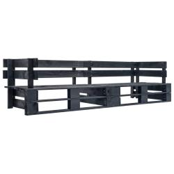Canap&eacute; palette &agrave; 2 places de jardin noir bois