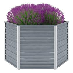 Lit sur&eacute;lev&eacute; de jardin Acier galvanis&eacute; 129x129x77 cm Gris