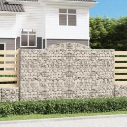 Paniers &agrave; gabions arqu&eacute;s 2 pcs 300x50x180/200 cm fer galvanis&eacute;