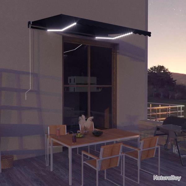 Auvent manuel r�tractable avec LED 350x250 cm Anthracite